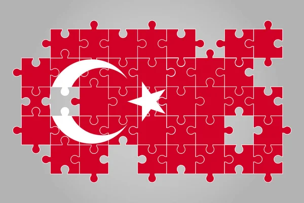 Türkei Flagge Form Von Puzzle Vektor Puzzle Karte Türkei Flagge — Stockvektor