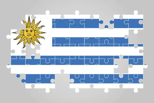 Drapeau Uruguay Forme Puzzle Vecteur Carte Puzzle Drapeau Uruguay Pour — Image vectorielle