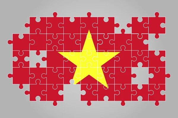 Вьетнам Флаг Форма Головоломки Вектор Карта Головоломка Флаг Вьетнама Детей — стоковый вектор