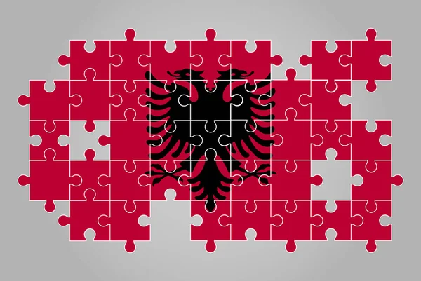 Albanien Flagge Form Von Puzzle Vektor Puzzle Karte Albanien Flagge — Stockvektor
