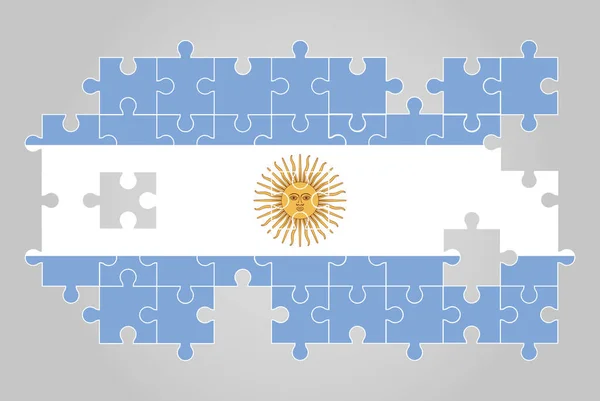 Argentina Bandiera Forma Puzzle Vettore Puzzle Map Argentina Bandiera Bambini — Vettoriale Stock