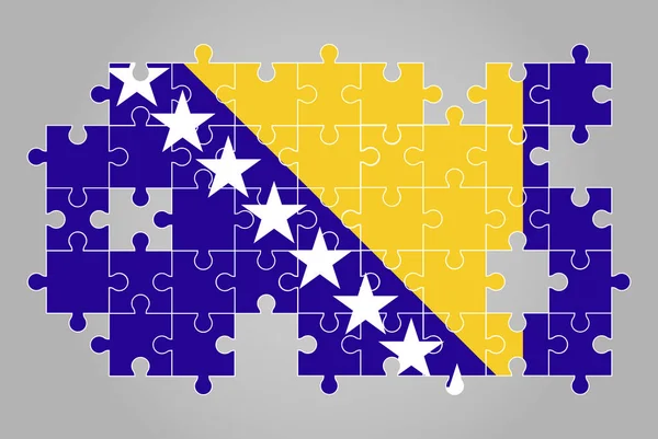 拼图矢量波斯尼亚旗形状 波斯尼亚儿童旗 — 图库矢量图片