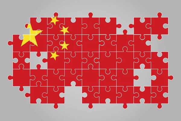 Форма Китайского Флага Вектор Головоломки Карта Флаг Китая Детей — стоковый вектор