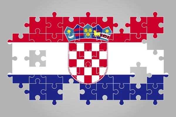 Horvátország Zászló Alakja Kirakós Játék Vektor Puzzle Map Horvátország Zászló — Stock Vector