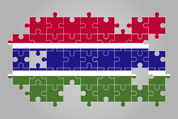 Gambia Forma Bandera Del Rompecabezas Vector Mapa Del Rompecabezas Bandera — Vector de stock