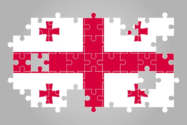 Georgien Flagge Form Von Puzzle Vektor Puzzle Karte Georgien Flagge — Stockvektor