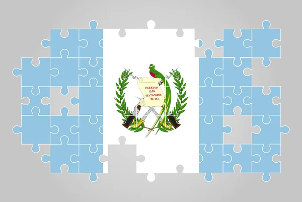 子供のためのジグソーパズルベクトル パズルマップ グアテマラの旗のグアテマラの旗 — ストックベクタ
