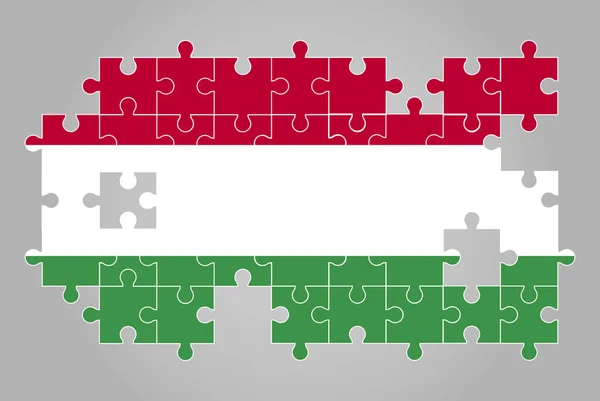 Hungary Flag Shape Jigsaw Puzzle Vector Puzzle Map Hungary Flag — Stock Vector