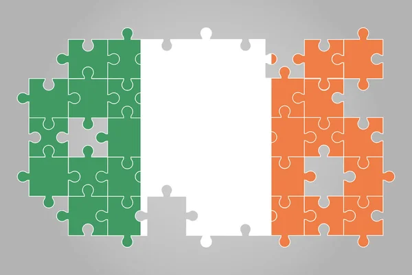 Irlanda Bandiera Forma Puzzle Vettore Puzzle Map Irlanda Bandiera Bambini — Vettoriale Stock