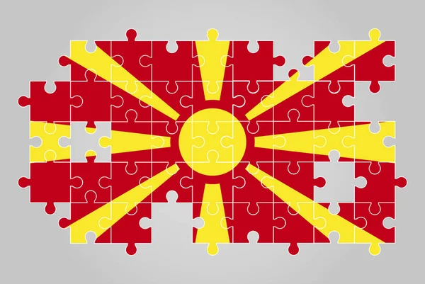 Mazedonien Flagge Form Von Puzzle Vektor Puzzle Karte Mazedonien Flagge — Stockvektor