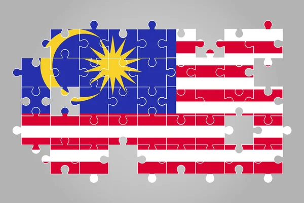 Malasia Forma Bandera Del Rompecabezas Vector Mapa Del Rompecabezas Bandera — Vector de stock