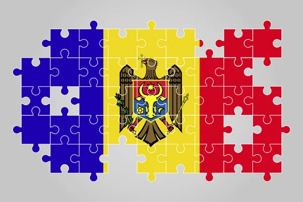 Moldova Flag Shape Jigsaw Puzzle Vector Puzzle Map Moldova Flag — Stock Vector