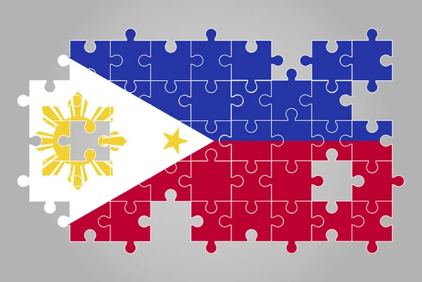 Philippinen Flagge Form Von Puzzle Vektor Puzzle Karte Philippinen Flagge — Stockvektor