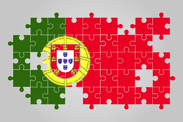 子供のためのジグソーパズルベクトル パズルマップ ポルトガルの旗のポルトガルの旗の形 — ストックベクタ