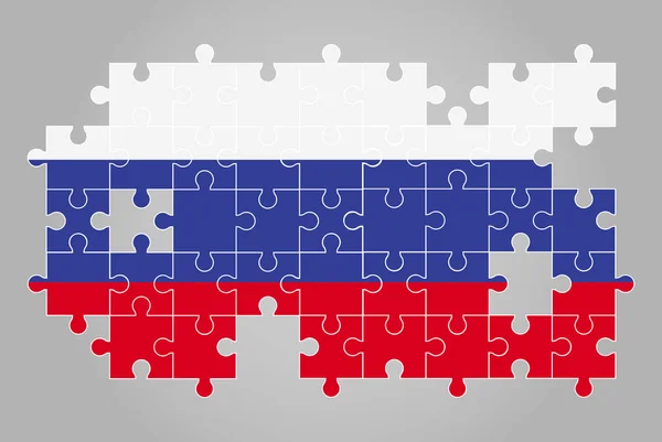 ジグソーパズルベクトル パズルマップ 子供のためのロシアの旗のロシアの旗の形 — ストックベクタ