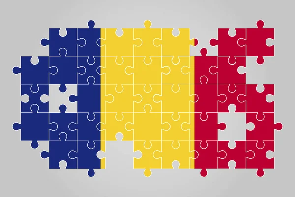 Rumänien Flagge Form Von Puzzle Vektor Puzzle Karte Rumänien Flagge — Stockvektor