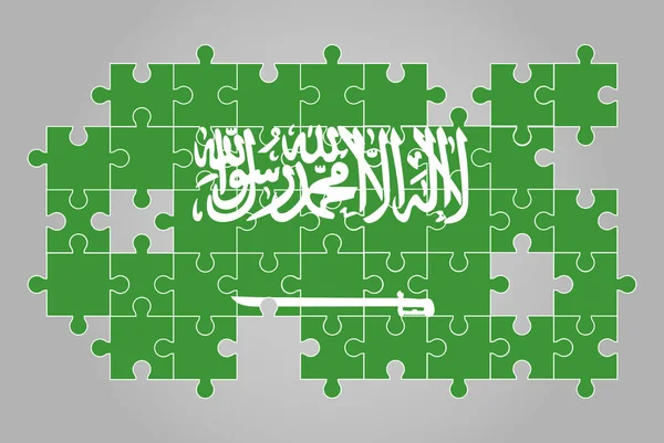 Arabia Saudita Bandera Forma Rompecabezas Vector Mapa Del Rompecabezas Bandera — Vector de stock