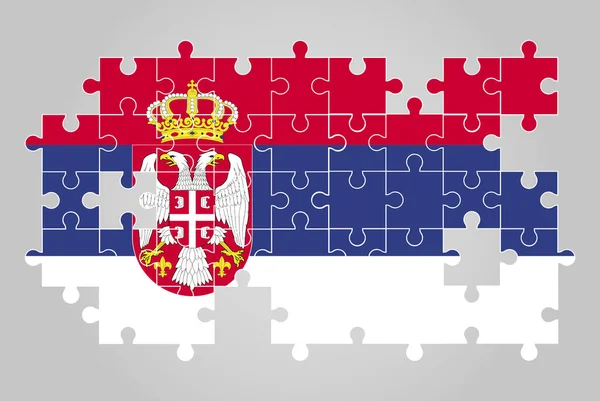 Szerbia Zászló Alakja Kirakós Játék Vektor Puzzle Map Szerbia Zászló — Stock Vector