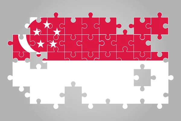 Singapur Forma Bandera Del Rompecabezas Vector Mapa Del Rompecabezas Bandera — Vector de stock