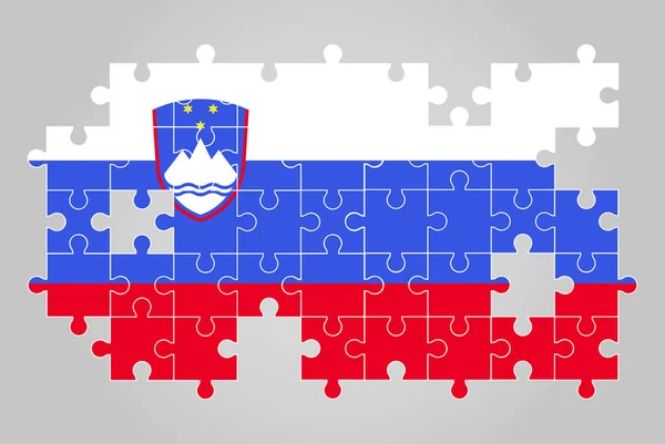 ジグソーパズルベクトル パズルマップ 子供のためのスロベニアの旗のスロベニアの旗の形 — ストックベクタ