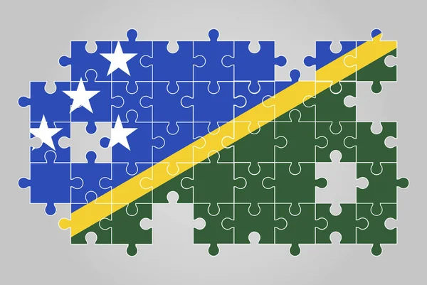 Wyspa Salomona Kształt Flagi Układanki Wektor Mapa Układanki Flaga Wyspy — Wektor stockowy