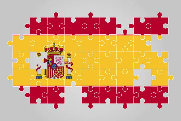 Spanien Flagga Form Pussel Vektor Pussel Karta Spanien Flagga För — Stock vektor