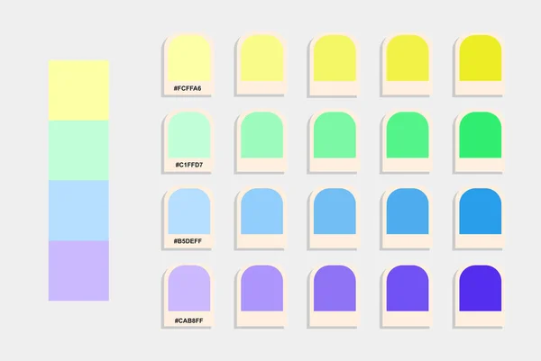 Κίτρινη Πράσινη Μωβ Παλέτα Χρωμάτων Κατάλογος Ανοιχτών Χρωμάτων Χρωματική Αντιστοίχιση — Διανυσματικό Αρχείο