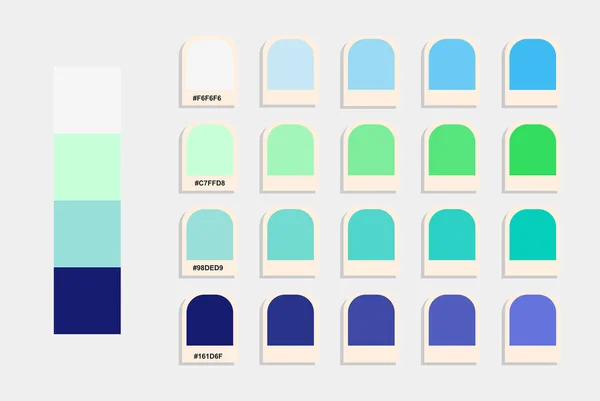 Niebieski Ciemnoniebieski Paleta Kolorów Katalog Jasnych Kolorów Dopasowanie Kolorów Kolory — Wektor stockowy
