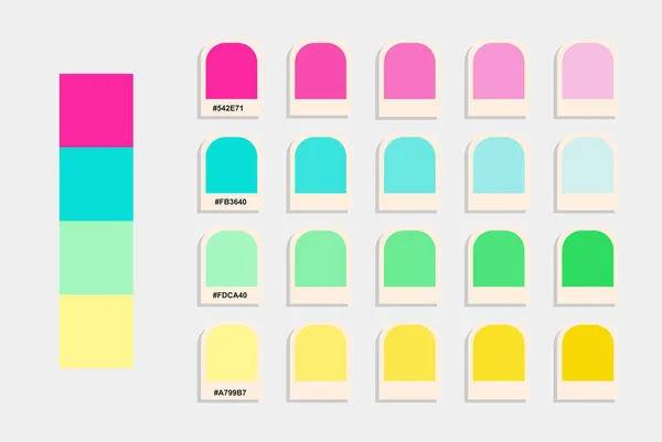 Pink Blue Yellow Color Palette Neon Pastel Colors Catalog Colour — Stock Vector