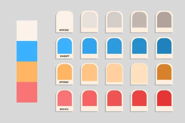 White Blue Orange Pink Color Palette Light Colors Catalog Colour — Stock Vector