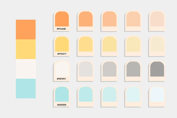 Farbpalette Orange Gelb Blau Farbkatalog Pastellfarben Gestaltungs Und Bearbeitungsidee Farbanpassung — Stockvektor