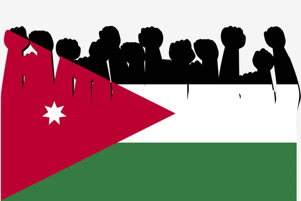 Protestocu Taşıyıcısı Ülke Bayrağı Logosu Ürdün Protesto Konsepti — Stok Vektör