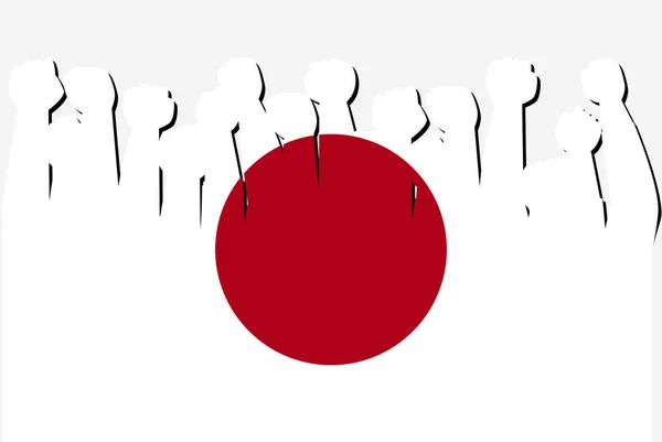Japonská Vlajka Vztyčeným Vektorem Protestních Rukou Logo Země Japonsko Protestní — Stockový vektor