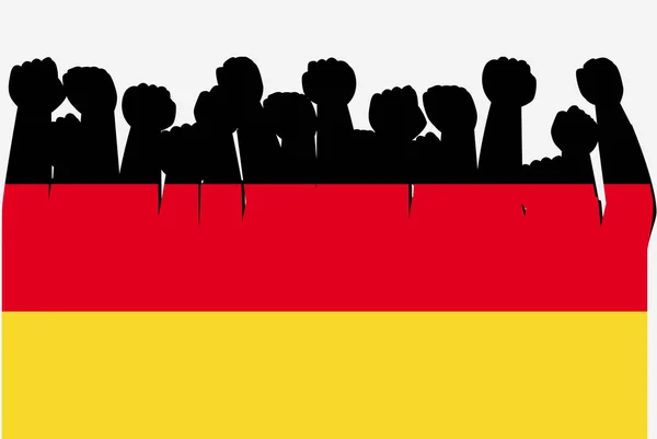 Deutschland Fahne Mit Erhobenen Protesthänden Länderflaggen Logo Deutschland Protestkonzept — Stockvektor