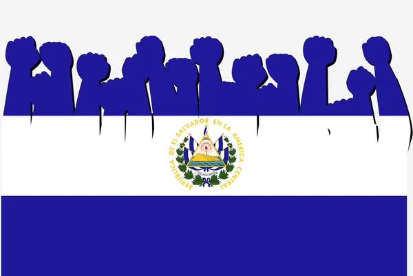 Σημαία Σαλβαδόρ Υψωμένα Χέρια Διαμαρτυρίας Διάνυσμα Λογότυπο Σημαία Χώρα Σαλβαδόρ — Διανυσματικό Αρχείο