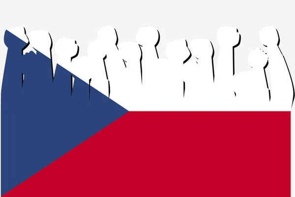 República Checa Bandeira Com Levantou Vetor Mãos Protesto Logotipo Bandeira —  Vetores de Stock