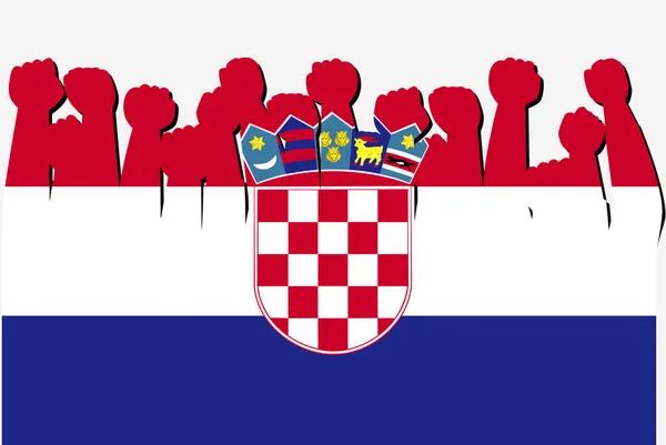 Bandeira Croácia Com Vetor Mãos Protesto Levantado Logotipo Bandeira País — Vetor de Stock