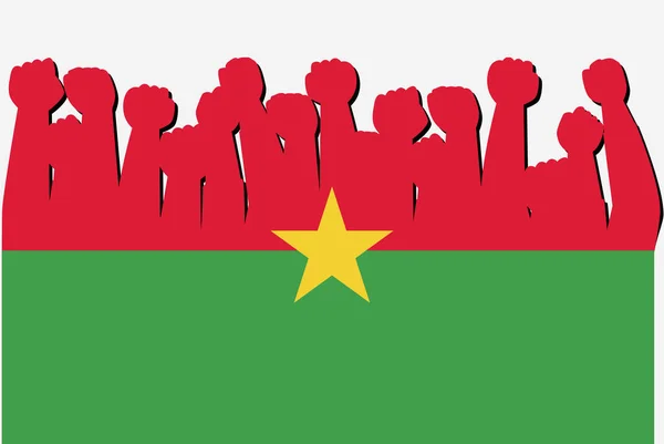 Флаг Буркина Фасо Поднятыми Руками Протестующих Вектор Логотип Страны Буркина — стоковый вектор