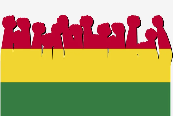Bandeira Bolívia Com Vetor Mãos Protesto Levantado Logotipo Bandeira País — Vetor de Stock