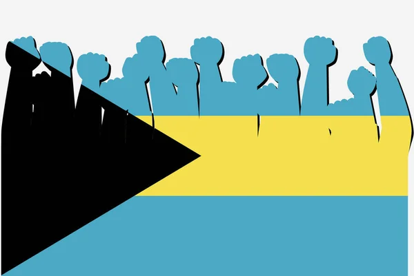 高举抗议手势的巴哈马国旗 国旗标识 巴哈马抗议概念 — 图库矢量图片