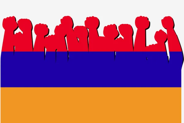 Armenia Bandera Con Las Manos Levantadas Vector Protesta Logotipo Bandera — Vector de stock
