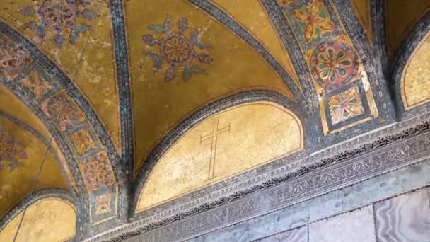 Sinal Cruz Parede Hagia Sophia Conhecido Como Ayasofya Camii Fps — Vídeo de Stock