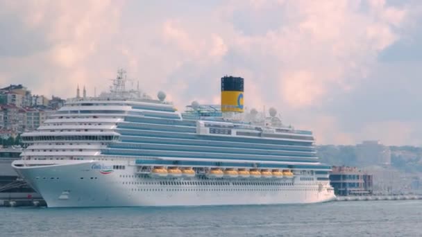 Galataport Istanbul Turkey Costa Venezia Cruise Galataport Fps Huge Ship — Stock Video