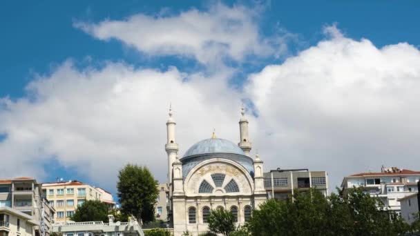 Cihangir Mosque View Galataport Beautiful Mosque Blue Cloudy Sky Background — Stock Video