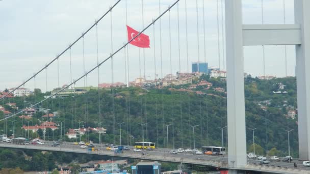Nakkastepe Parkından Boğaziçi Köprüsü Temmuz Şehitler Köprüsü Türk Bayrağı Temmuz — Stok video