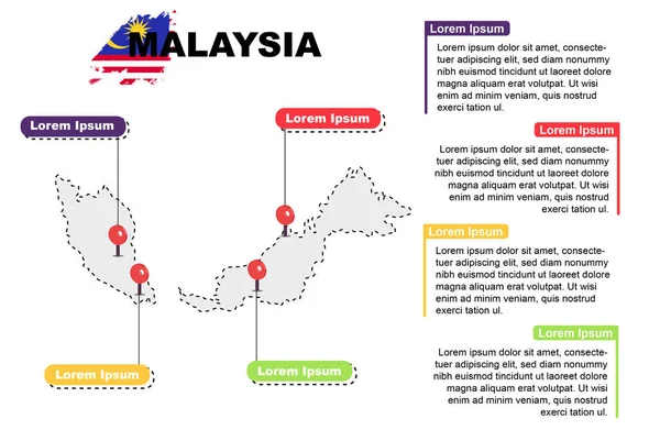 말레이시아의 말레이시아의 대중적 나라의 그래픽 템플릿 설계된 아이디어 목적지 — 스톡 벡터