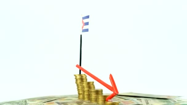 Pikabında Bozuk Paralar Enflasyon Konsepti Videosu Kırmızı Oklar Ekonomi Finans — Stok video