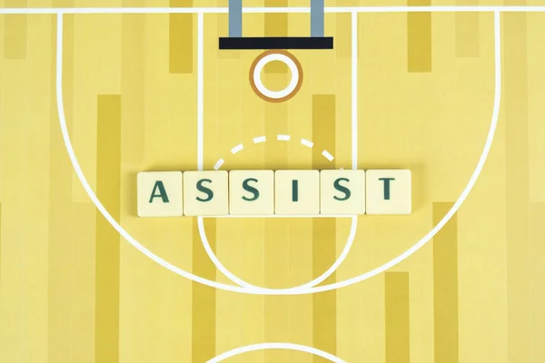 Concepto Términos Baloncesto Basket Assist Text White Block Basketball Court —  Fotos de Stock