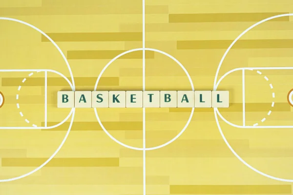 Playing Watching Basketball Concept Basketball Text White Block Basketball Court — Stock Photo, Image