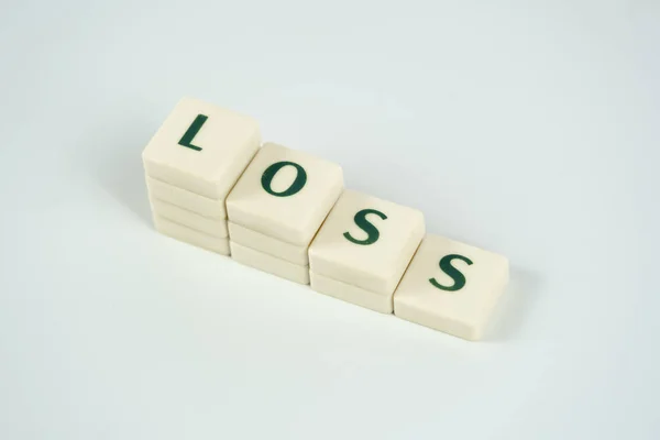 Conceito Perda Queda Econômica Perda Dinheiro Perda Texto Blocos Brancos — Fotografia de Stock